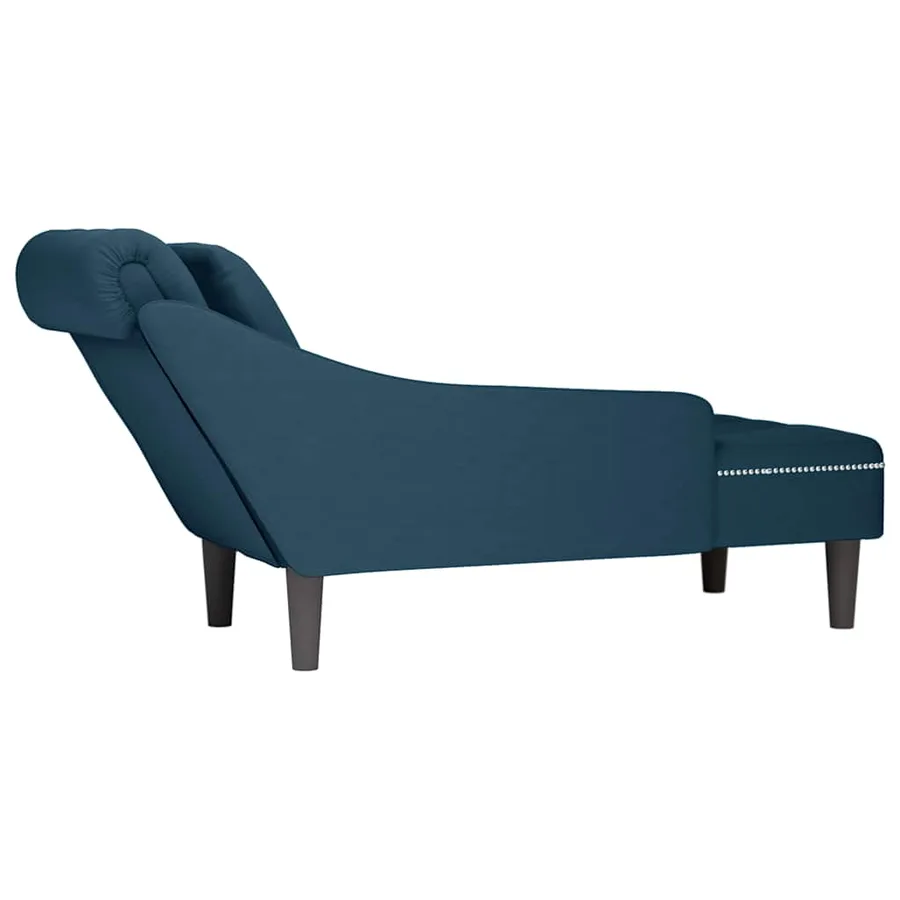 Fauteuil long avec coussin et accoudoir droit bleu velours - 6