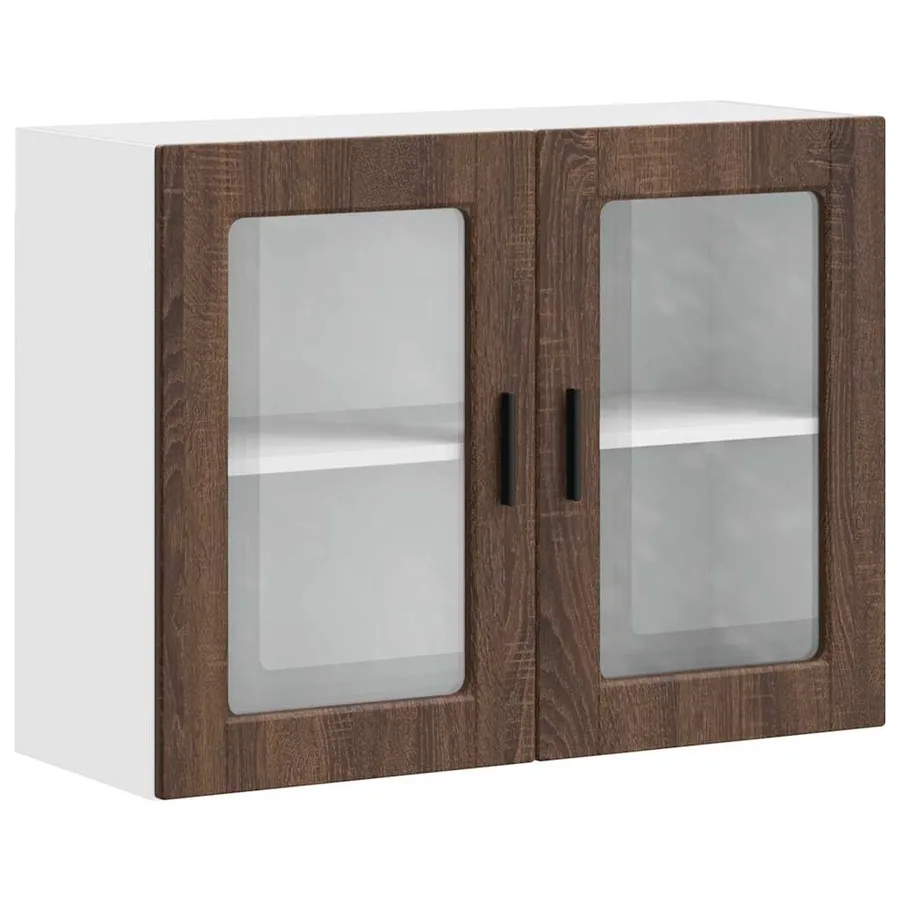 Armoire murale de cuisine et porte en verre Porto chêne marron - 2