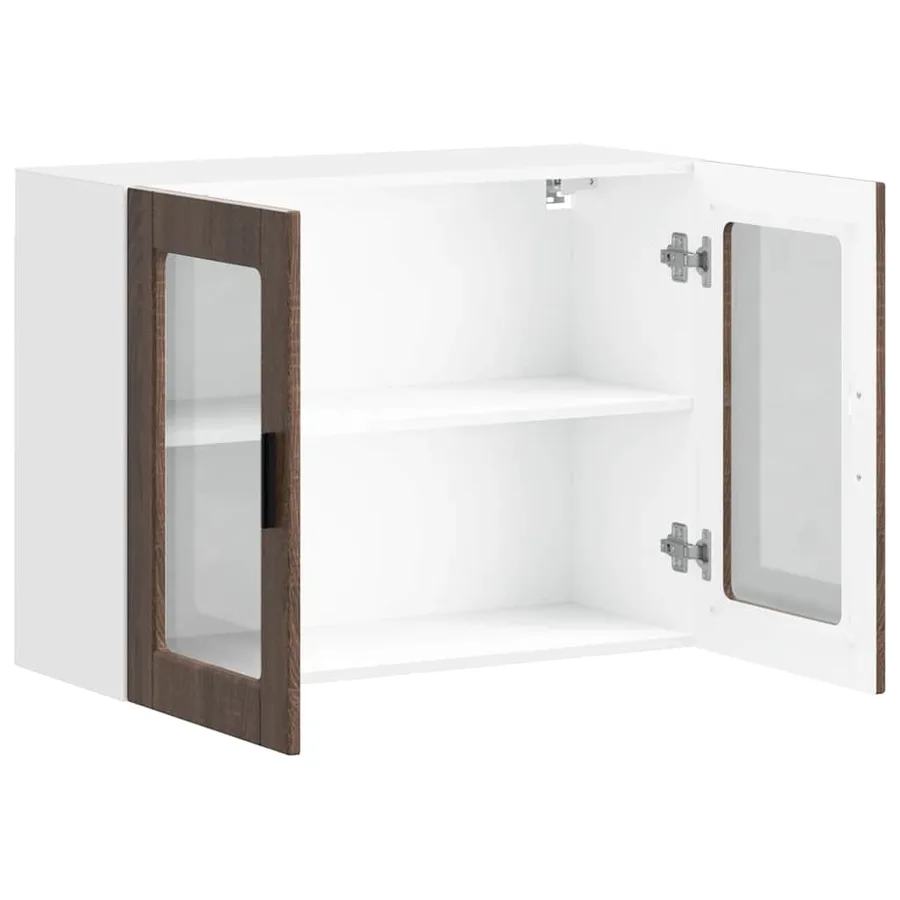 Armoire murale de cuisine et porte en verre Porto chêne marron - 6