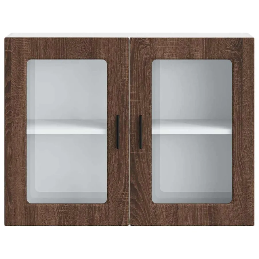 Armoire murale de cuisine et porte en verre Porto chêne marron - 7