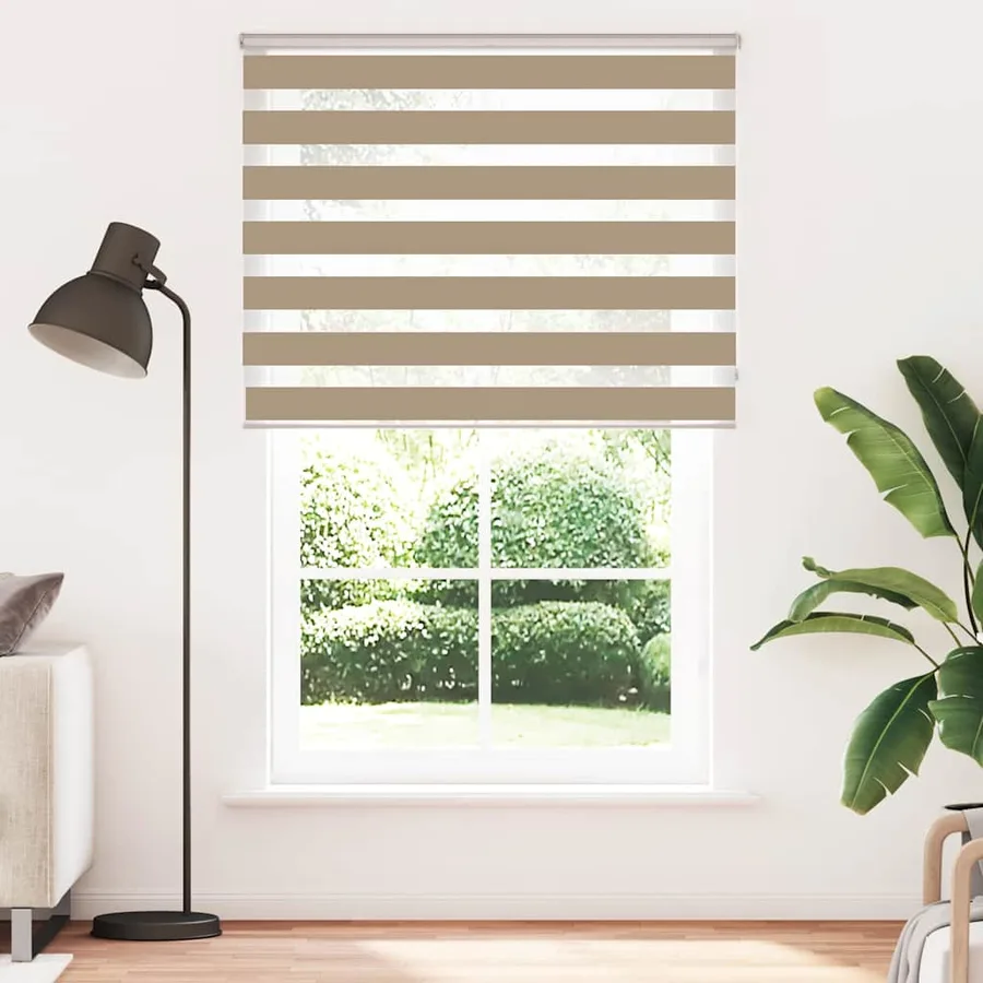 Store zèbre marron sable largeur du tissu 145,9 cm polyester - 2
