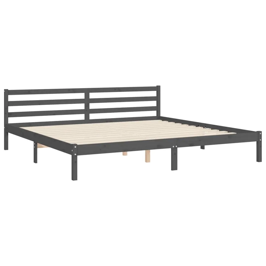 Cadre de lit sans matelas gris 200x200 cm bois massif de pin - 9