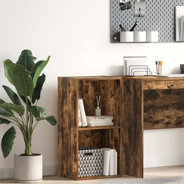 Bibliothèque chêne fumé 40x30x77 cm bois d'ingénierie