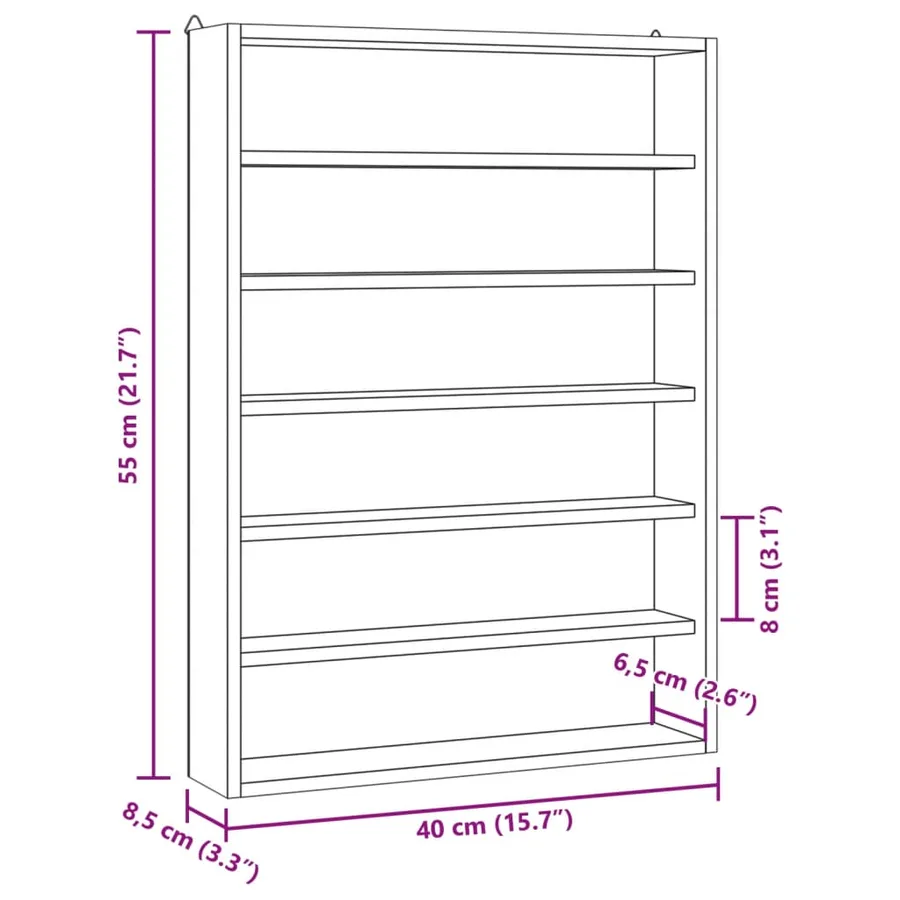 Vitrine de collection en bois avec 6 étagères 40x8,5x55 cm - 9