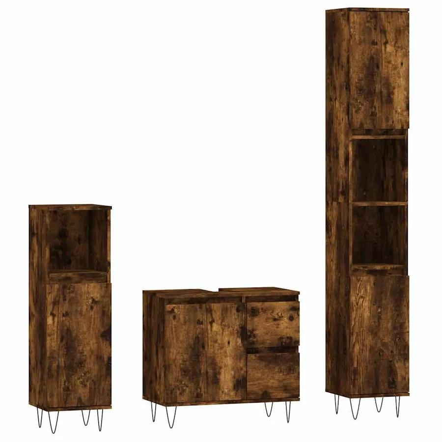 Ensemble de meubles de salle de bain 3 pcs Chêne fumé - 2