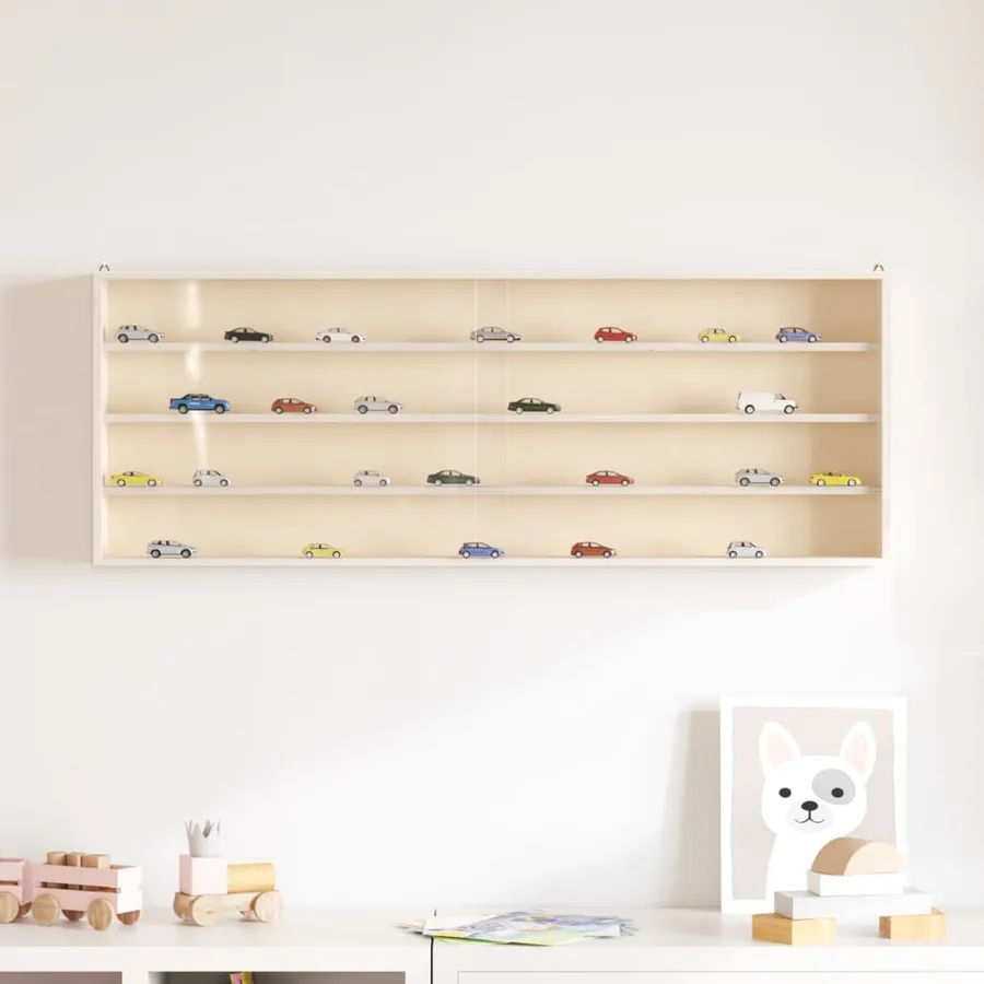 Vitrine de collection en bois avec portes 100x8,5x37 cm - 3
