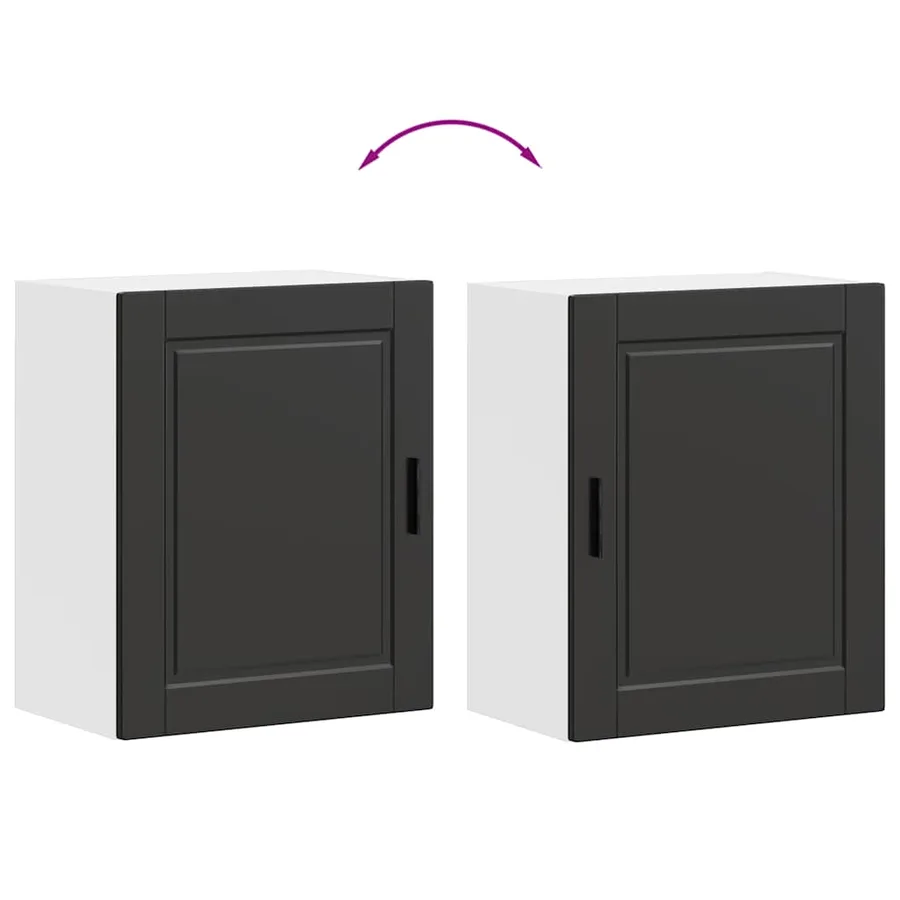 Armoires murales de cuisine 2 pcs Porto noir bois d'ingénierie - 10