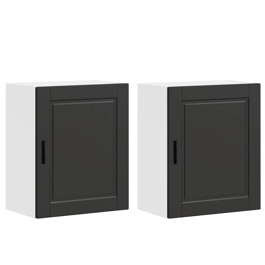 Armoires murales de cuisine 2 pcs Porto noir bois d'ingénierie - 2