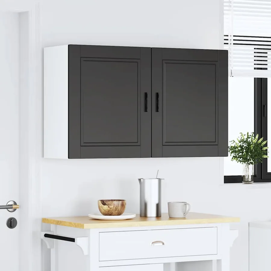 Armoires murales de cuisine 2 pcs Porto noir bois d'ingénierie - 3