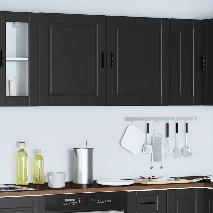 Armoires murales de cuisine 2 pcs Porto noir bois d'ingénierie - 4