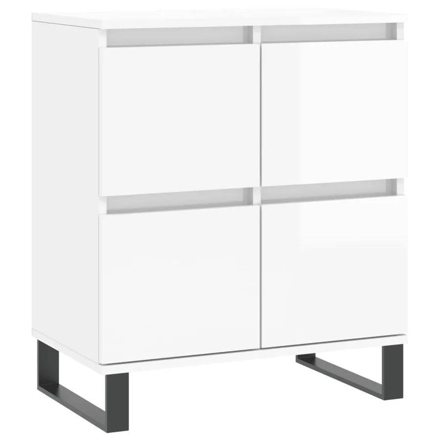 Buffets 2 pcs blanc brillant bois d'ingénierie - 5