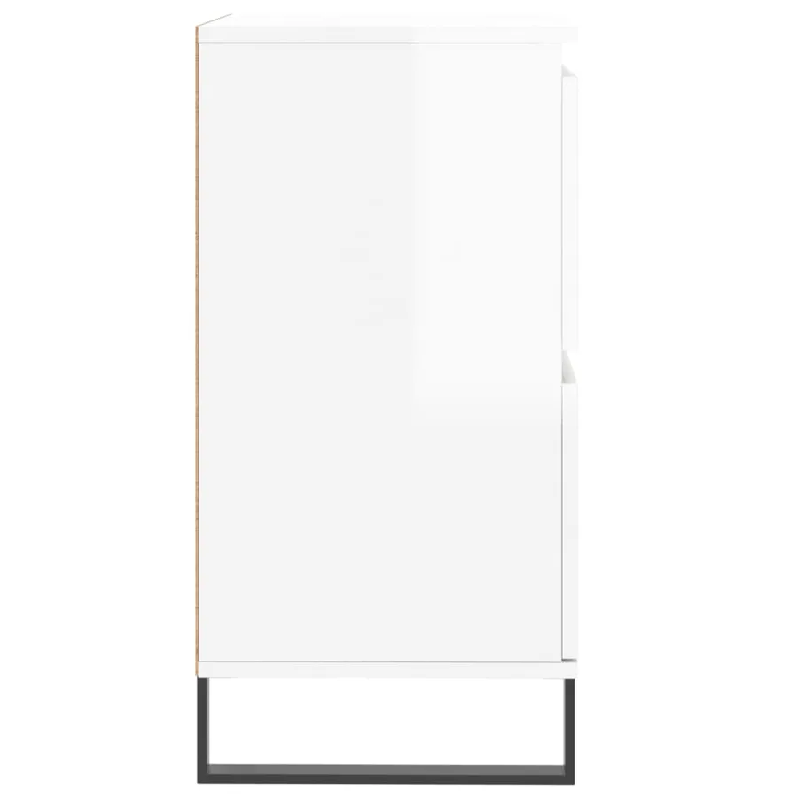 Buffets 2 pcs blanc brillant bois d'ingénierie - 7