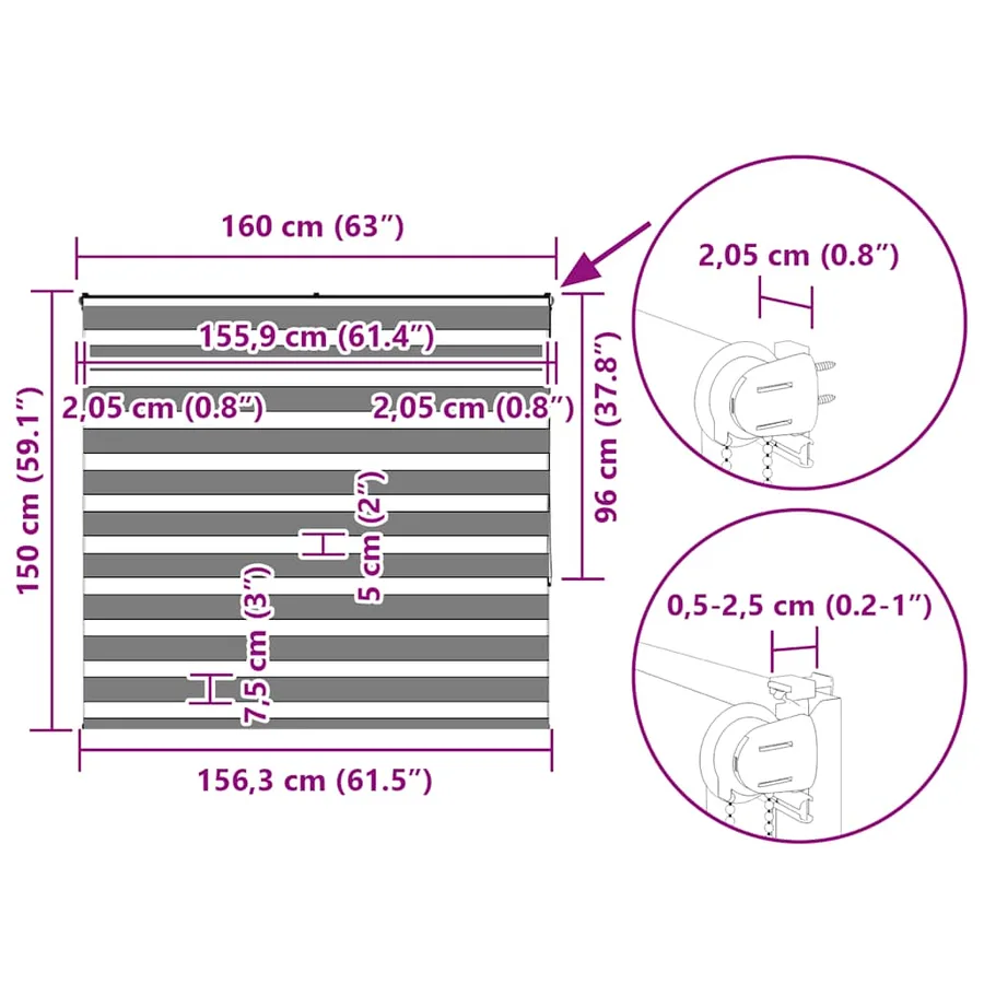 Store zèbre gris foncé largeur du tissu 155,9 cm polyester - 16