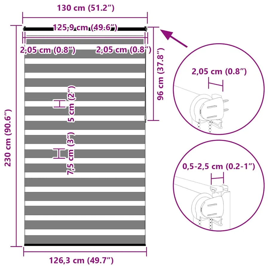 Store zèbre noir 130x230 cm largeur du tissu 125,9 cm polyester - 16