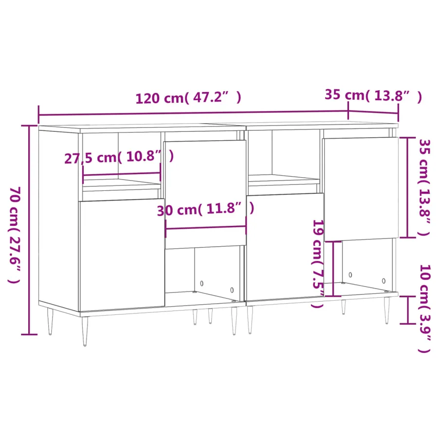 Buffets 2 pcs chêne sonoma bois d'ingénierie - 11