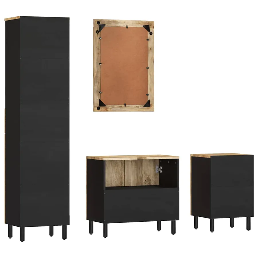 Ensemble de meubles de salle de bain 4 pcs bois manguier massif - 8