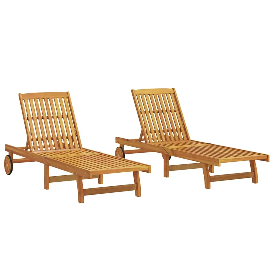 Chaises longues lot de 2 Bois d'acacia solide - 2
