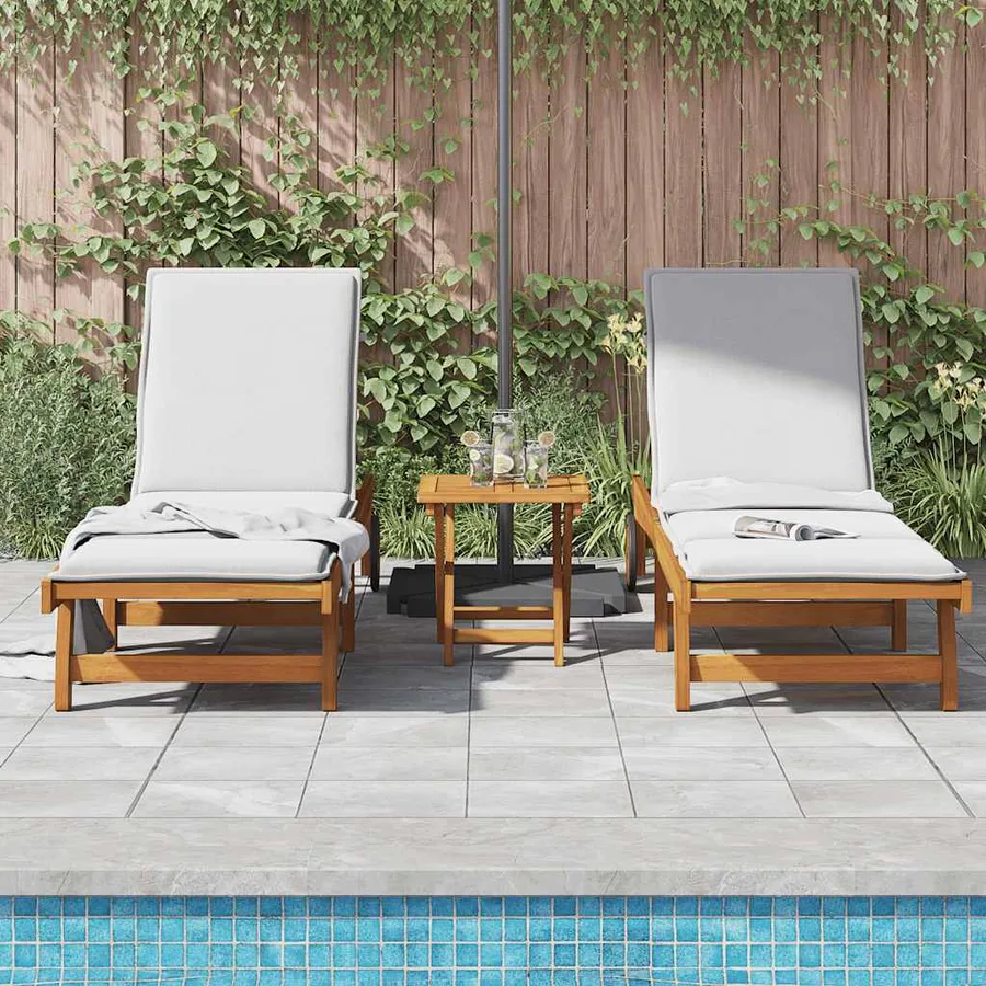 Chaises longues lot de 2 Bois d'acacia solide - 3