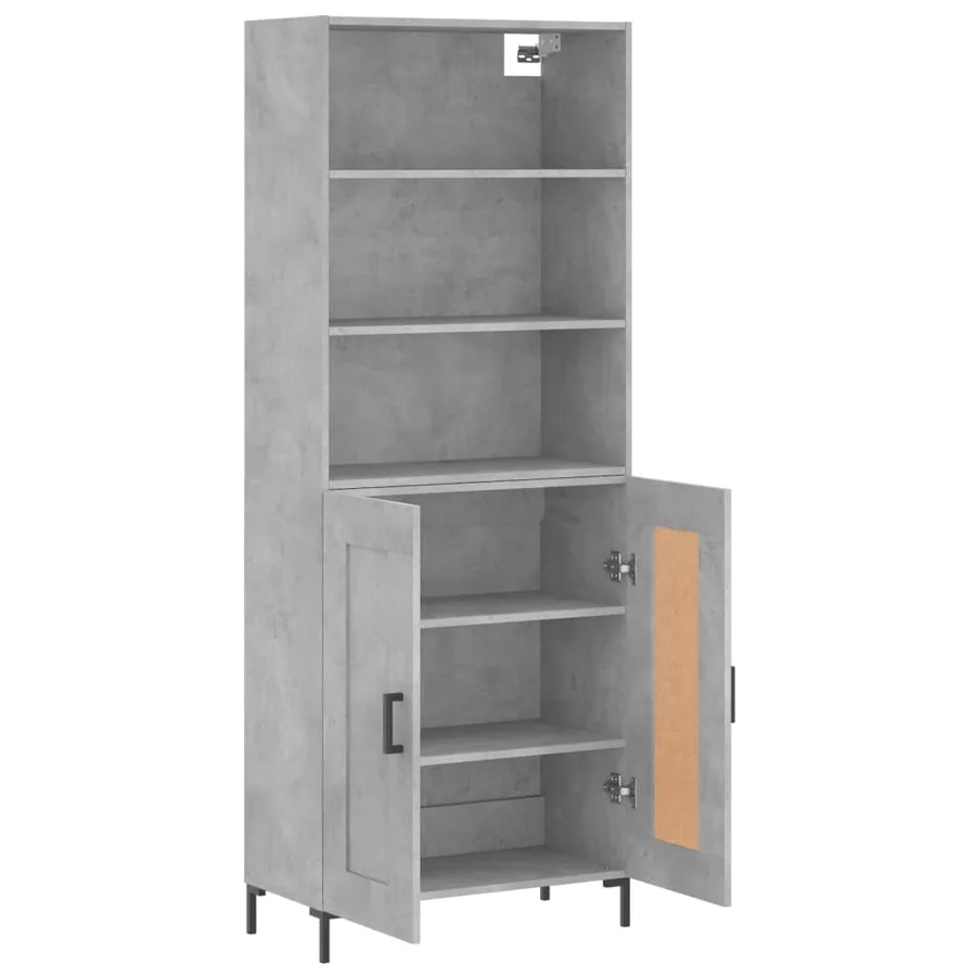 Buffet haut Gris béton 69,5x34x180 cm Bois d'ingénierie - 4