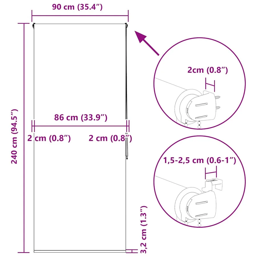 Store enrouleur de douche 90x240 cm largeur du tissu 86 cm - 15