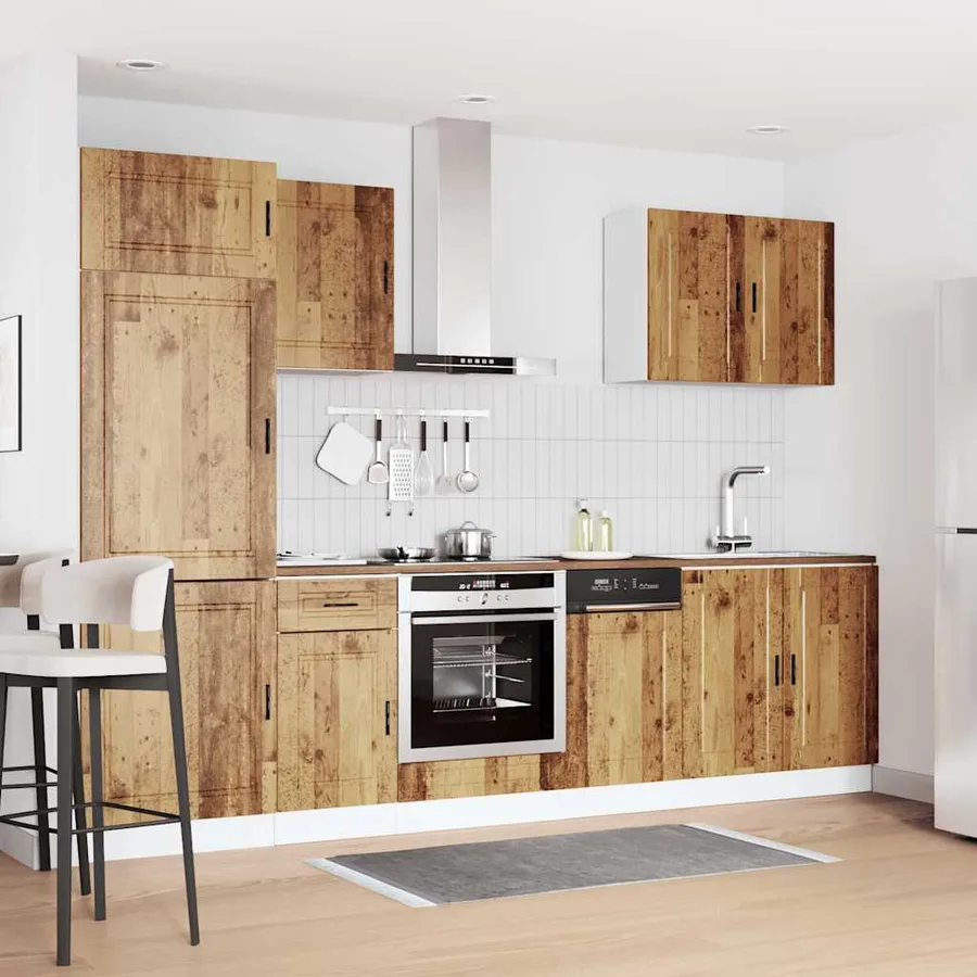 Ensemble de 7 meubles de cuisine "Porto" en bois d'ingénierie vieilli - 3