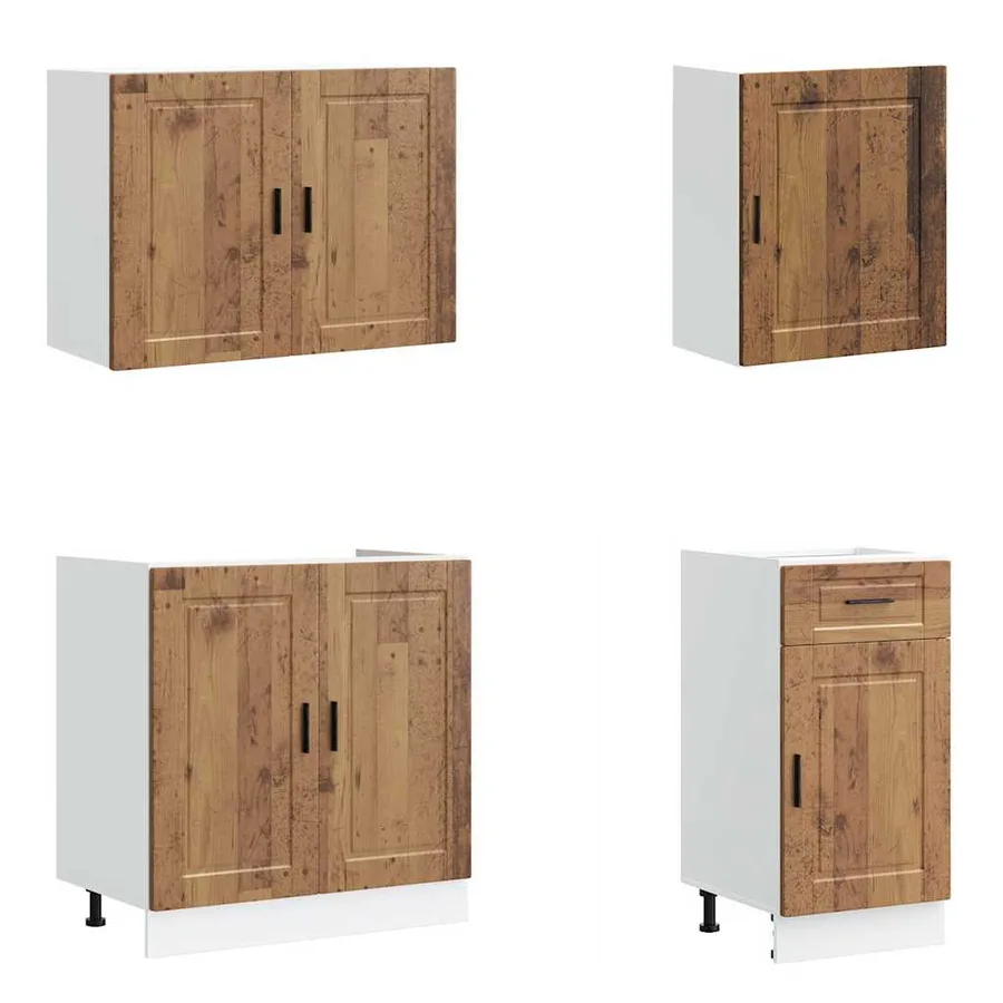 Ensemble de 7 meubles de cuisine "Porto" en bois d'ingénierie vieilli - 4