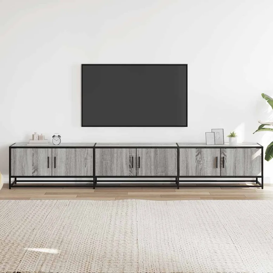Meuble TV sonoma gris 240x35x41 cm bois d'ingénierie - 3