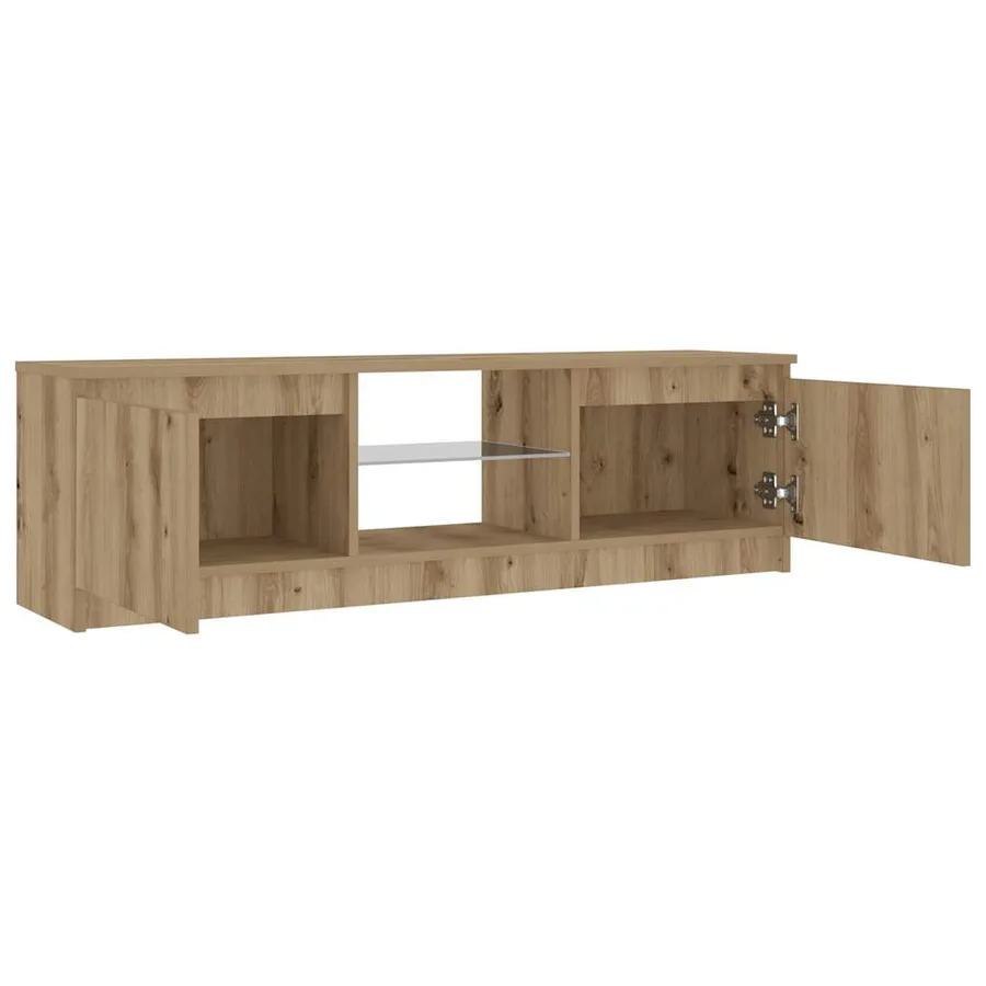 Meuble TV avec lumières LED chêne artisanal bois d'ingénierie - 10