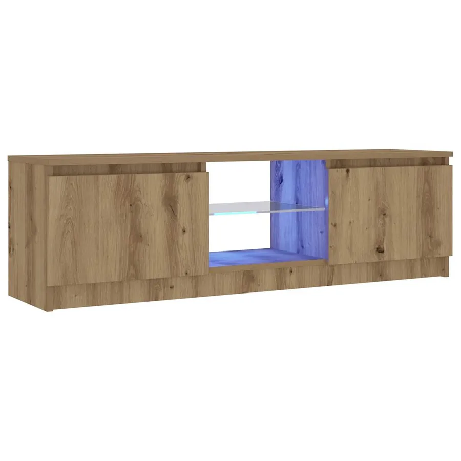 Meuble TV avec lumières LED chêne artisanal bois d'ingénierie - 5