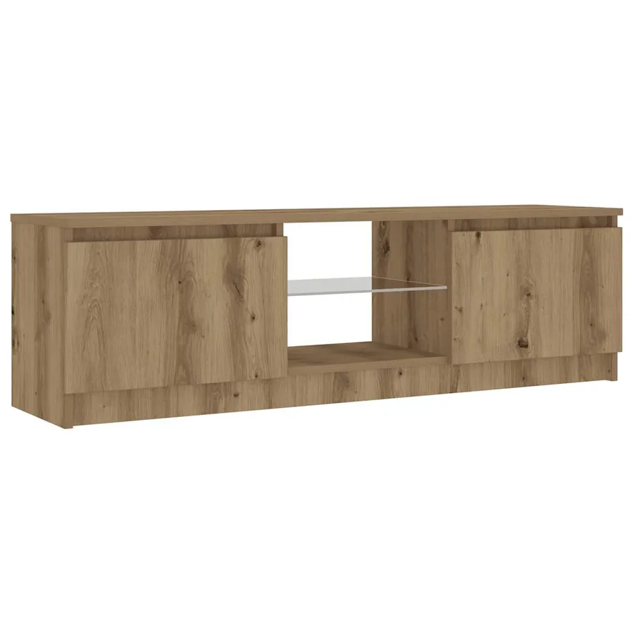 Meuble TV avec lumières LED chêne artisanal bois d'ingénierie - 6