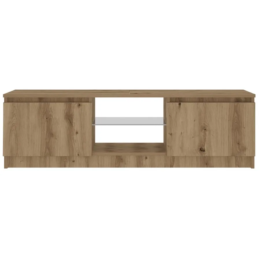 Meuble TV avec lumières LED chêne artisanal bois d'ingénierie - 7