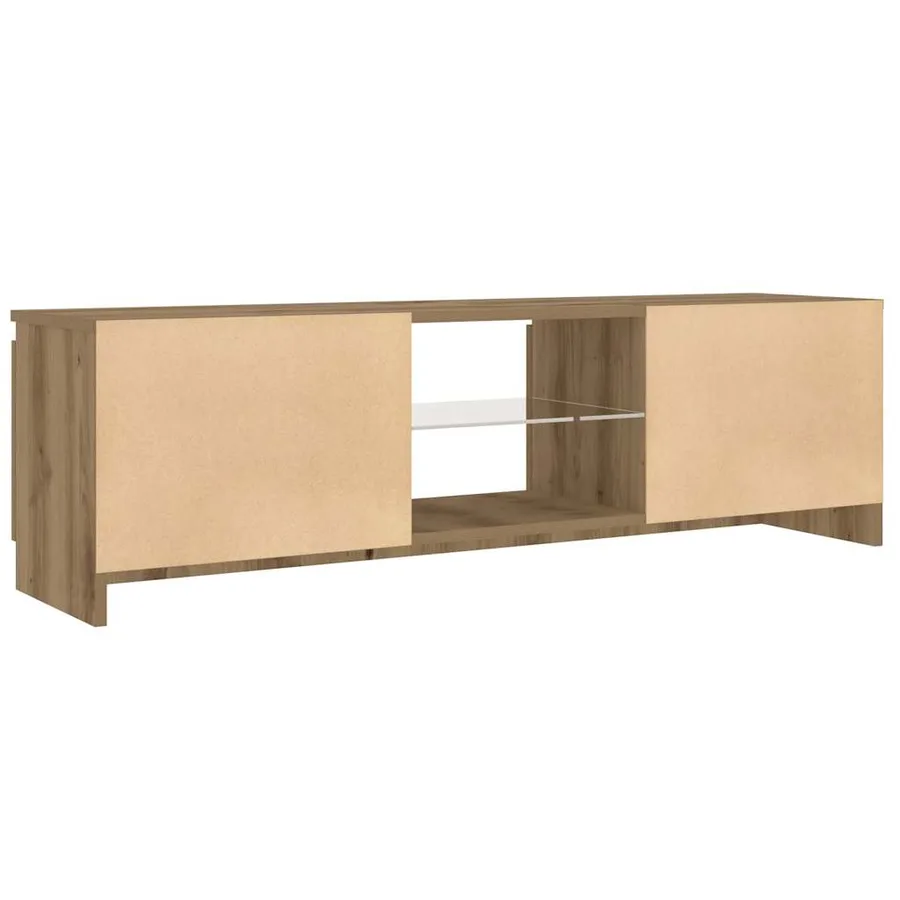 Meuble TV avec lumières LED chêne artisanal bois d'ingénierie - 9