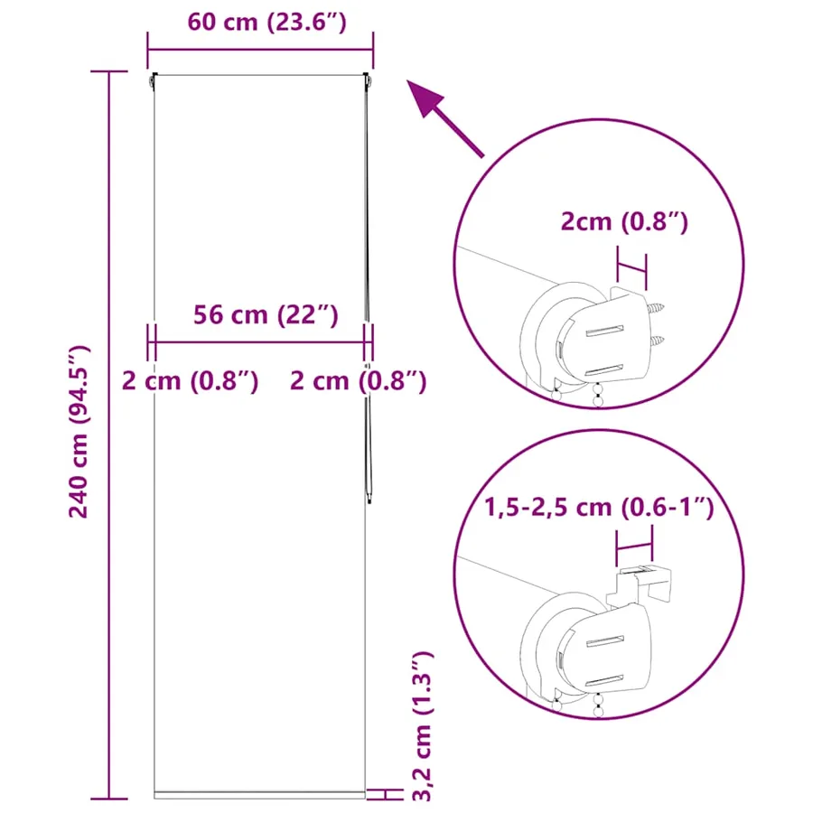 Store enrouleur de douche 60x240 cm largeur du tissu 56 cm - 15