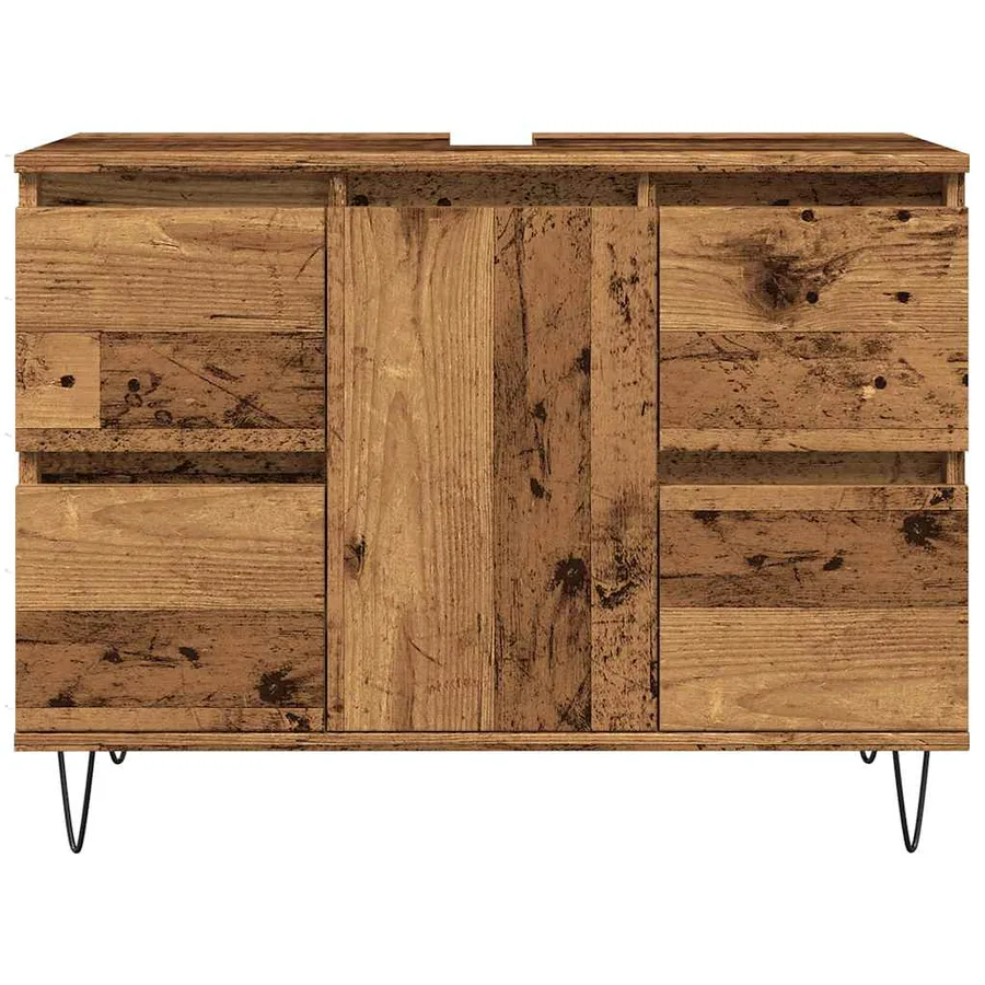 Armoire de salle de bain vieux bois 80x33x60 cm bois ingénierie - 4