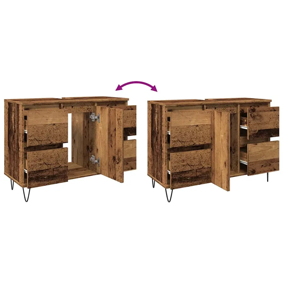 Armoire de salle de bain vieux bois 80x33x60 cm bois ingénierie - 9