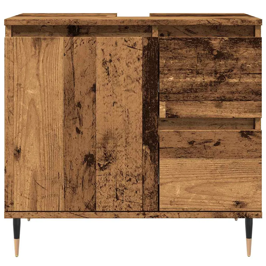 Armoire de salle de bain vieux bois 65x33x60 cm bois ingénierie - 4