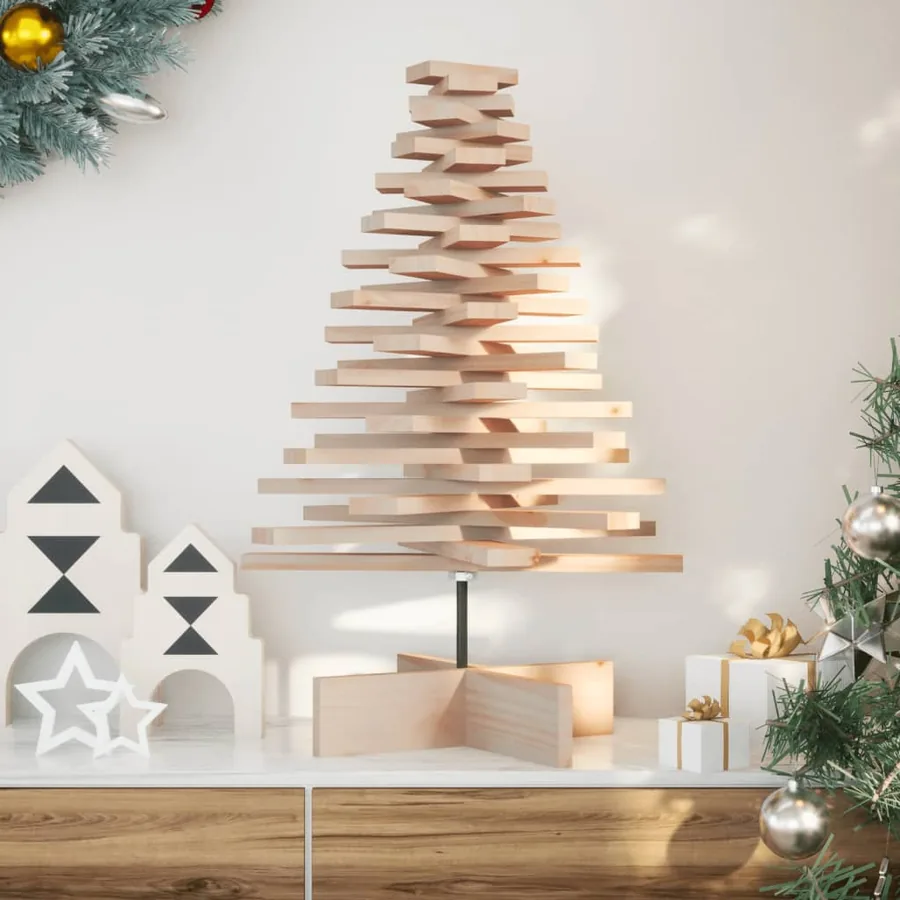 Arbre de Noël en bois pour décoration 80 cm bois massif de pin