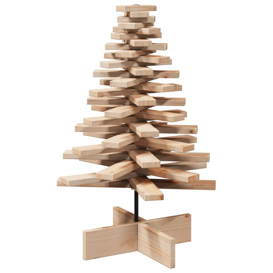 Arbre de Noël en bois pour décoration 80 cm bois massif de pin - 2