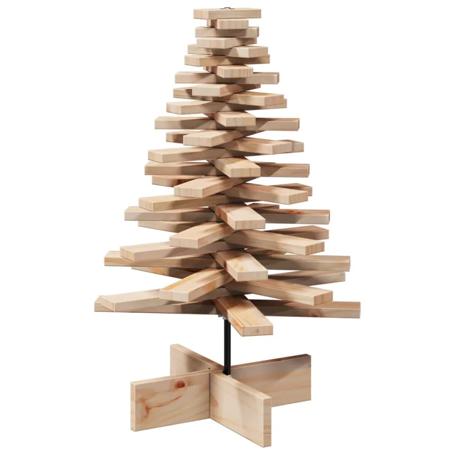 Arbre de Noël en bois pour décoration 80 cm bois massif de pin - 5
