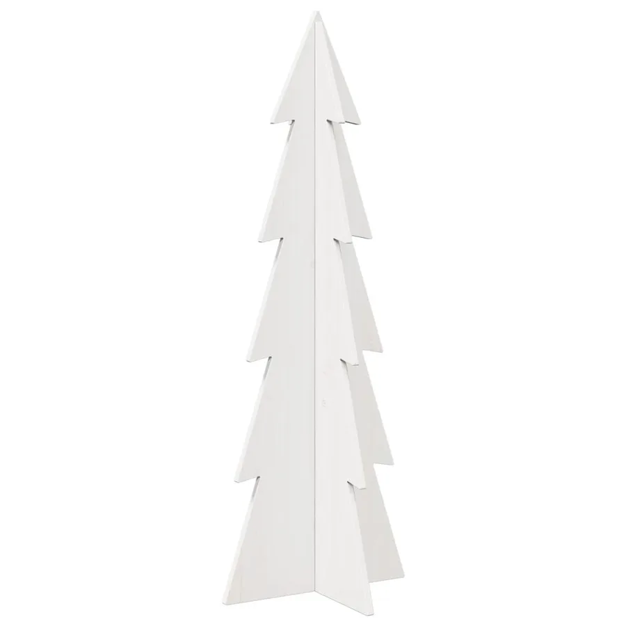 Arbre de Noël en bois pour décoration blanc 112 cm pin massif - 2