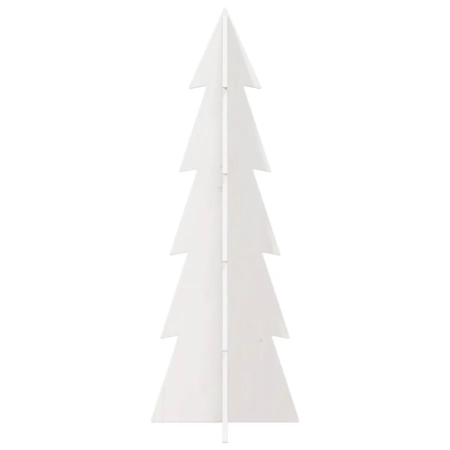 Arbre de Noël en bois pour décoration blanc 112 cm pin massif - 3