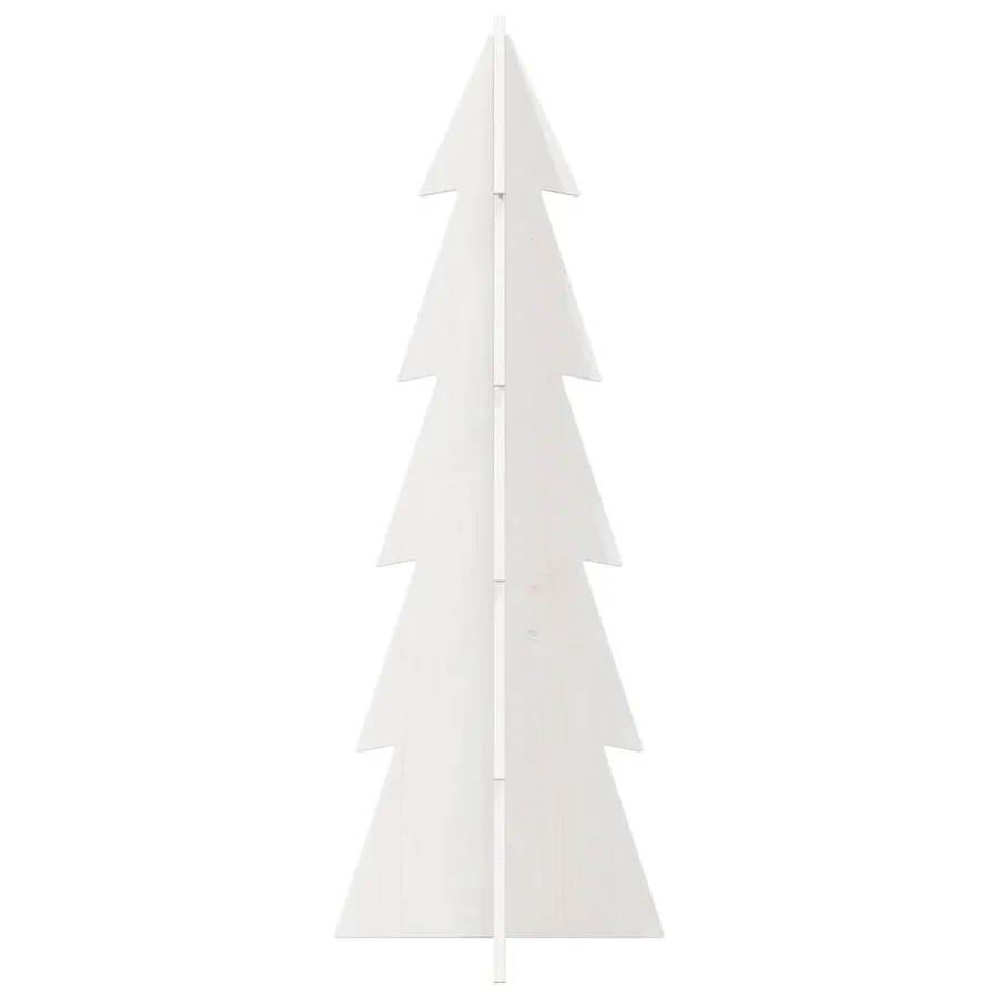 Arbre de Noël en bois pour décoration blanc 112 cm pin massif - 4