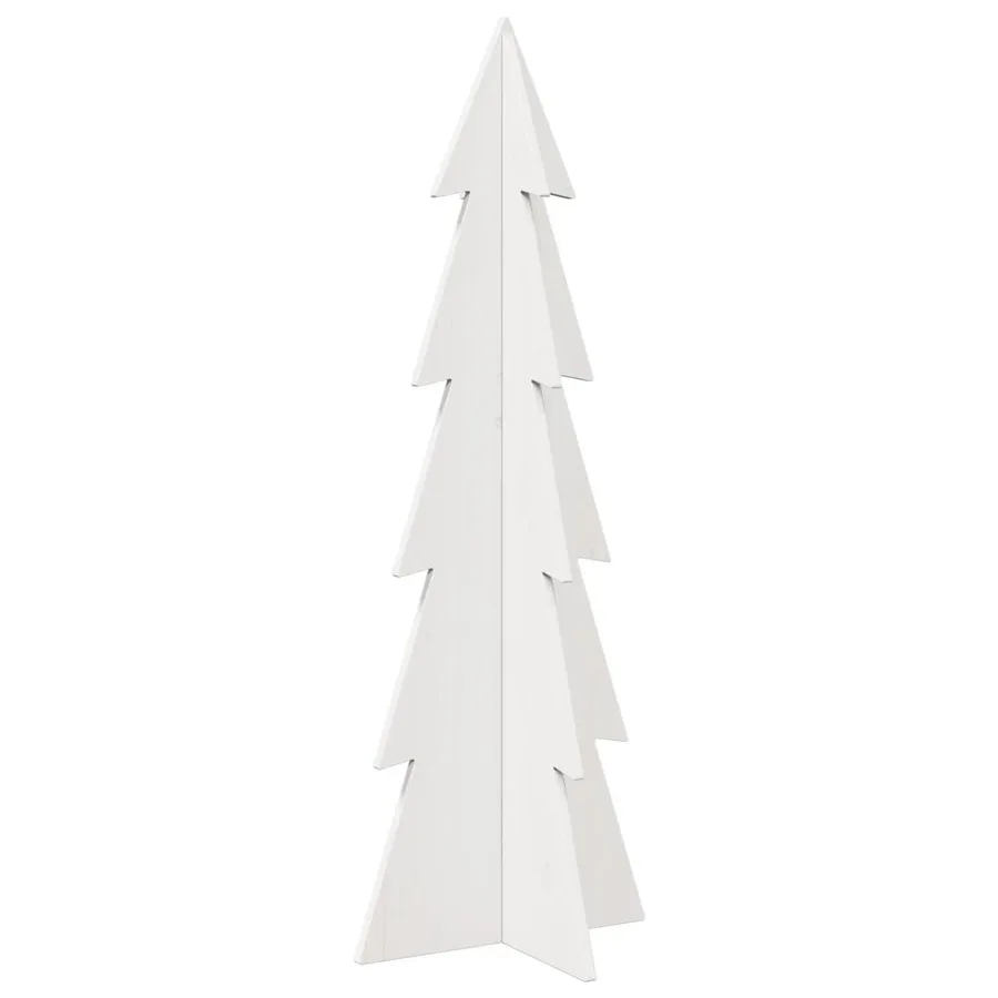 Arbre de Noël en bois pour décoration blanc 112 cm pin massif - 5