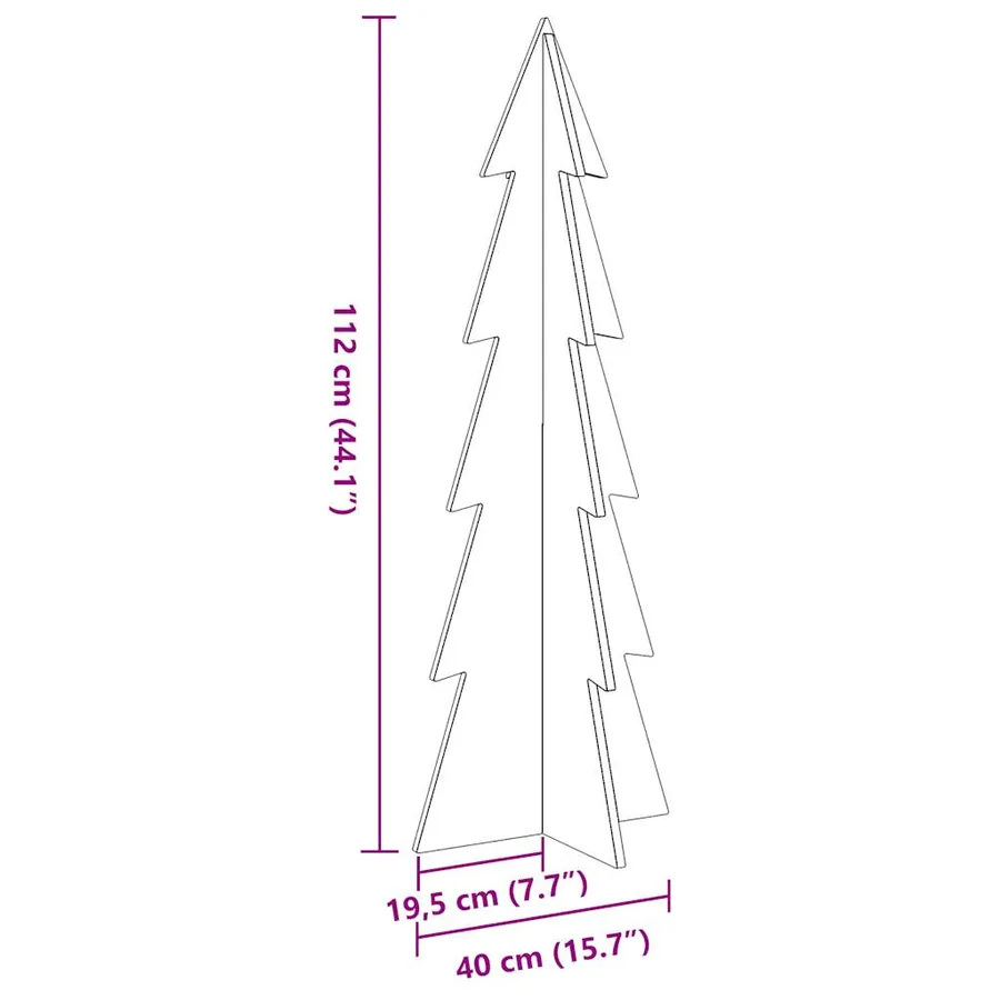 Arbre de Noël en bois pour décoration blanc 112 cm pin massif - 8
