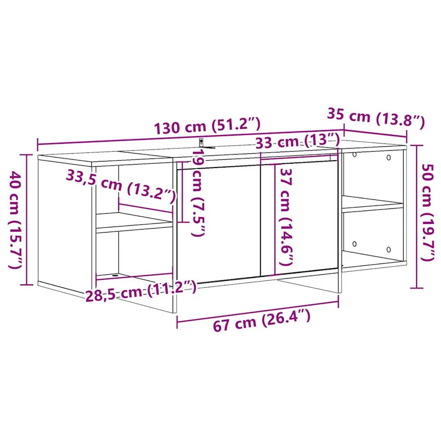 Meuble TV vieux bois 130x35x50 cm bois d'ingénierie - 10