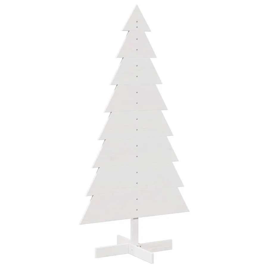 Arbre de Noël en bois pour décoration blanc 150 cm pin massif - 2