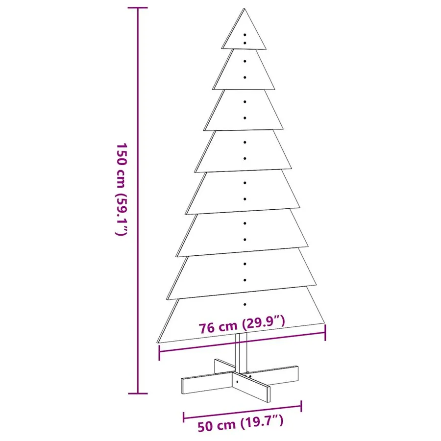 Arbre de Noël en bois pour décoration blanc 150 cm pin massif - 8