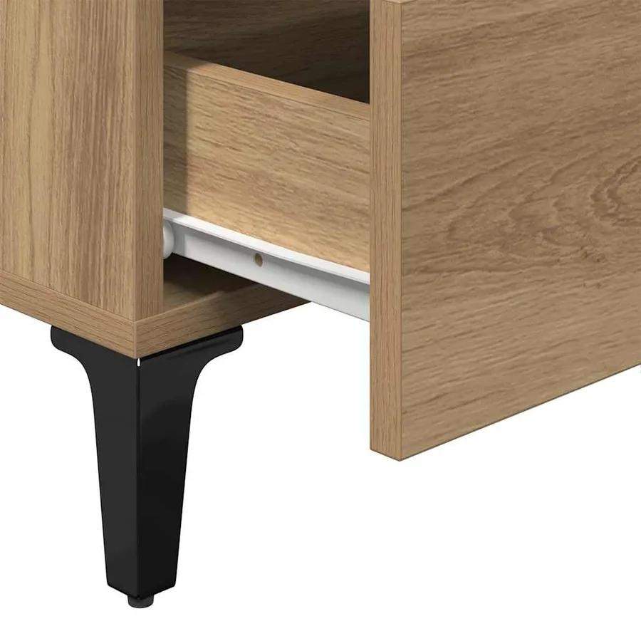 Table de chevet avec pieds en métal chêne artisanal 40x35x69 cm - 8