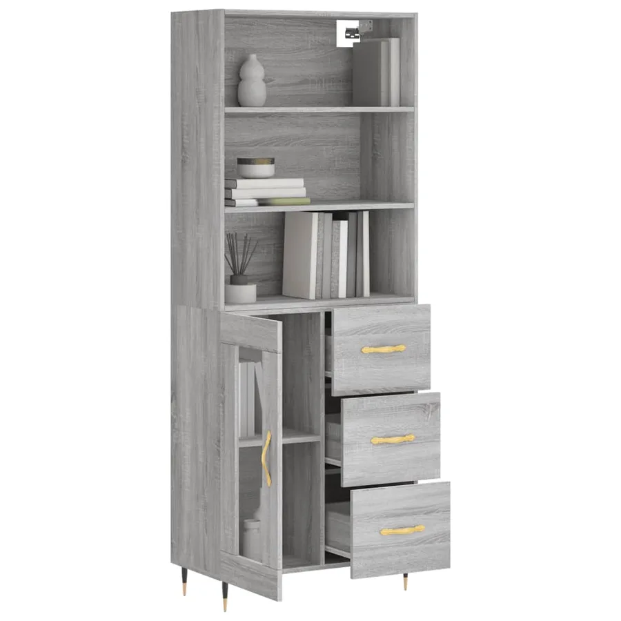 Buffet haut Sonoma gris 69,5x34x180 cm Bois d'ingénierie - 3