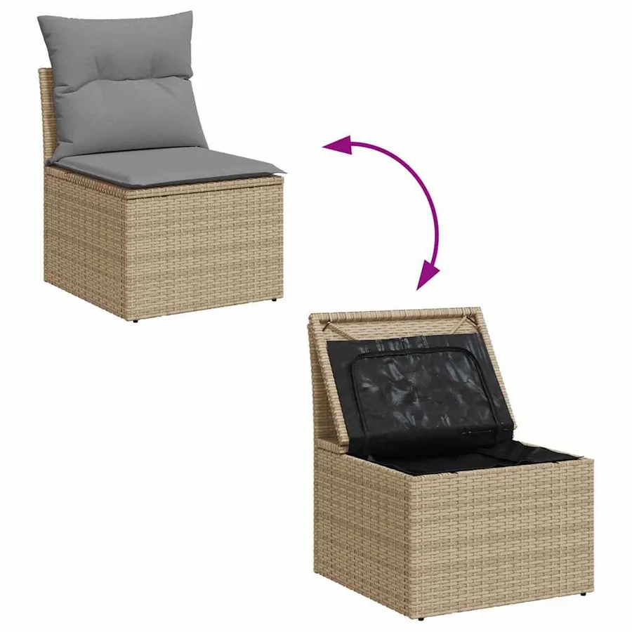 Salon de jardin avec coussins 8 pcs beige résine tressée - 7